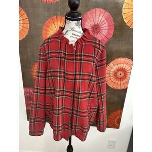 Christopher & Banks Red Tartan Plaid Jacket Lined Preppy Casual Cozy 1X